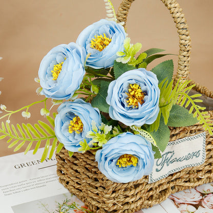 5-Stem Happy Rose Artificial Flowers 12" - Home Wedding Decor Table Centerpiece