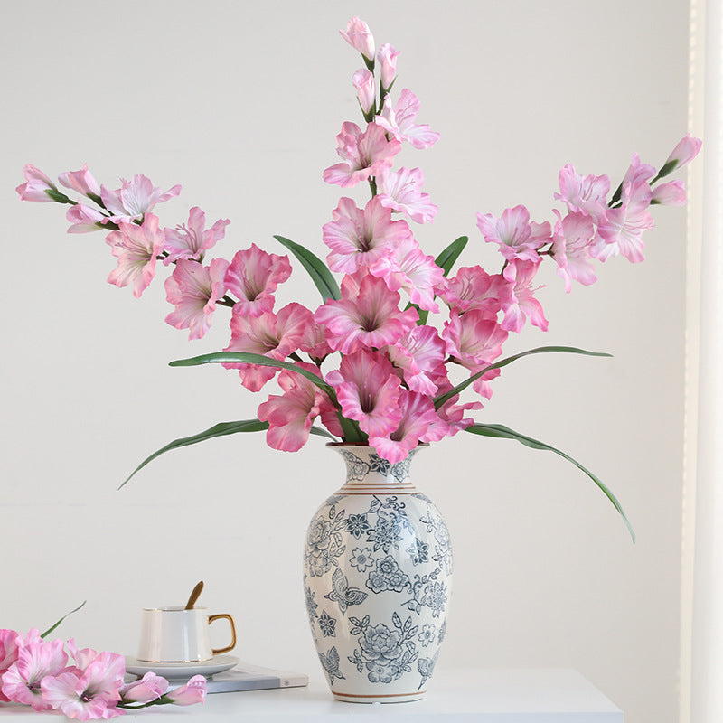 Single Stem Faux Silk Gladiolus, 34" Tall with 12 Blooms, Modern Floral Decor for Weddings, Home & Events