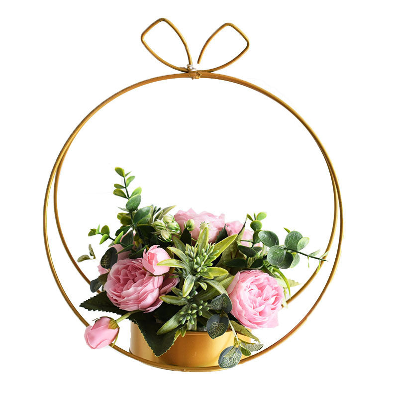 Bulk 1 Pc Metal Geometric Flower Stand Gold Plated Hanging Vase for Wedding Home Office Centerpiece Decor Wholesale