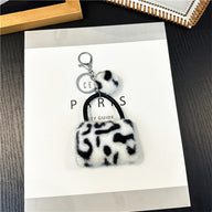 Wedding Favors Leopard Print Keychains - 2 Pack Cute Plush Bag/Car Charms