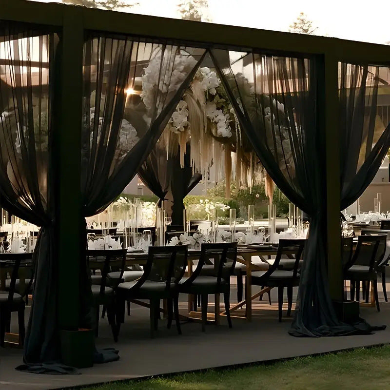 White Sheer Wedding Backdrop Fabric - Outdoor Wedding Arch Decor for Party & Ceremony