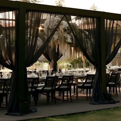 White Sheer Wedding Backdrop Fabric - Outdoor Wedding Arch Decor for Party & Ceremony