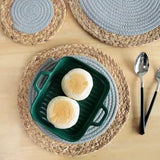 11.8 - Inch Natural Calabash Grass Woven and Cotton Rope Coaster Set