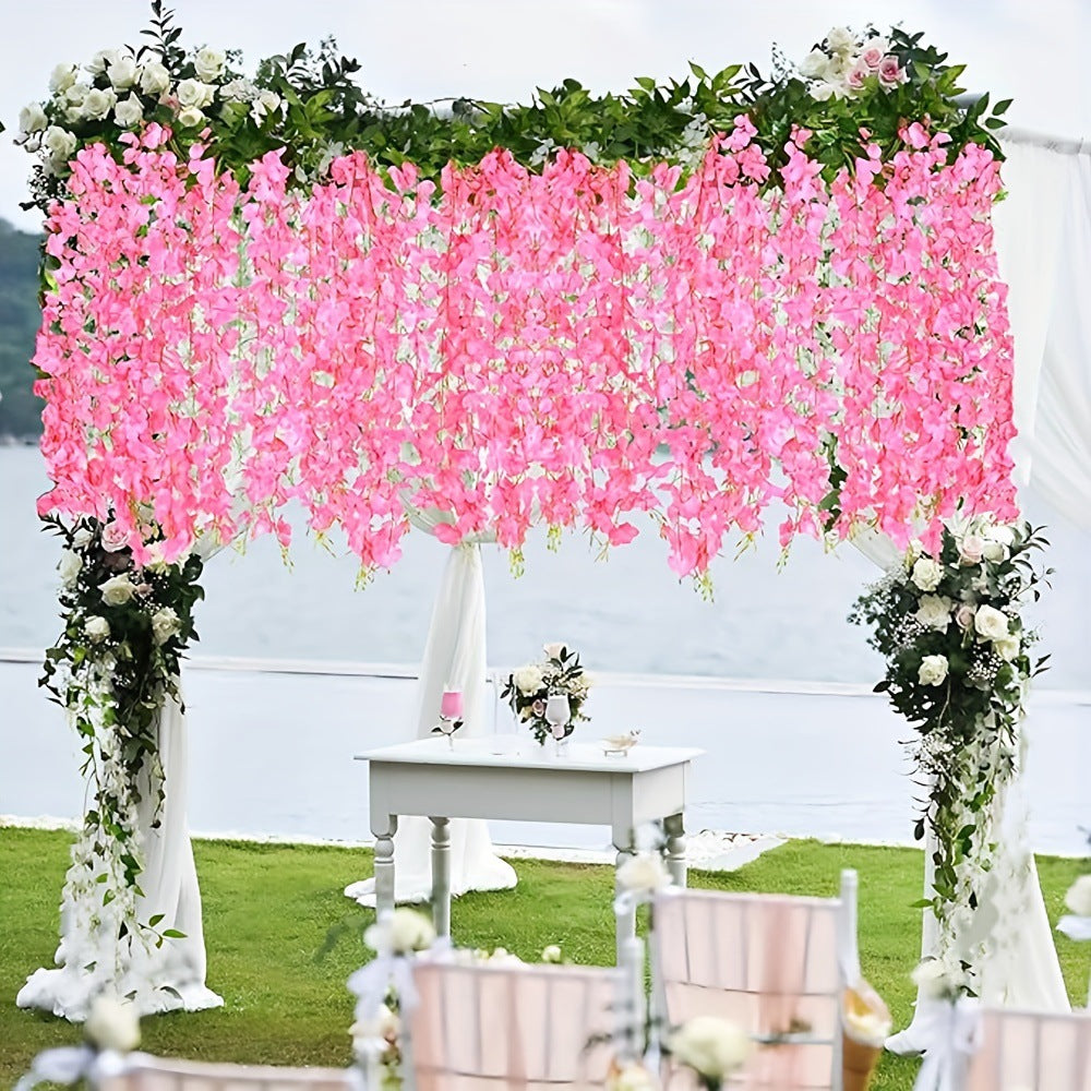 Bulk Wisteria Artificial Flowers 2025 Silk Touch Hanging Vine with UV Protection for Wedding Arch & Garden Party Decor Wholesale