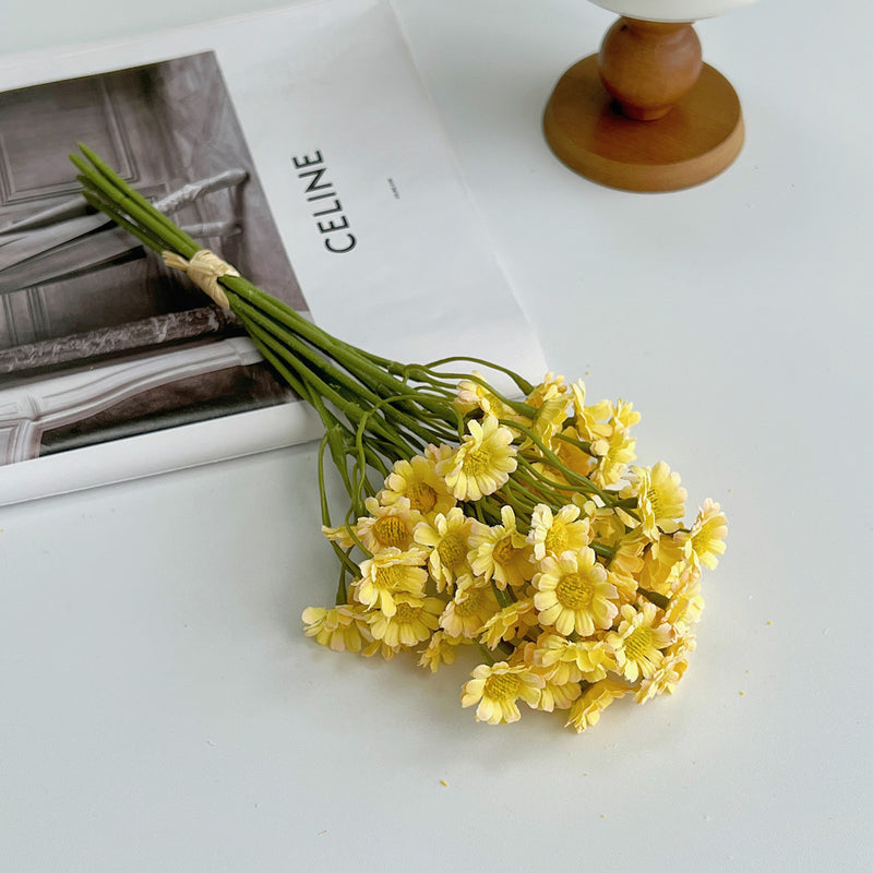 Artificial Chamomile Bouquet, Silk Daisy Flowers, 6 Stems, 10" Tall, Perfect for Home Decor, Weddings, Events, Bulk Wholesale Pricing
