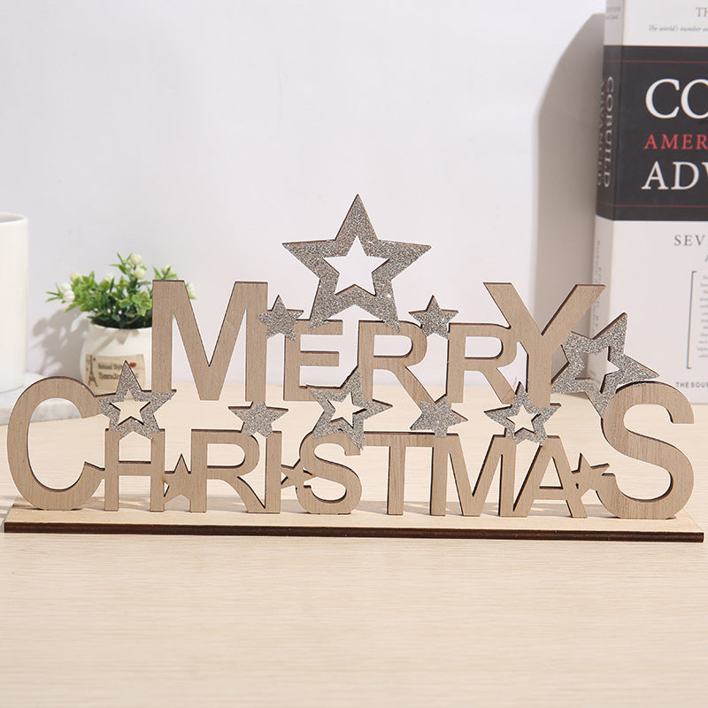 Merry Christmas Sign Ornament with Glitter Star, Tabletop Decor, Bulk Quantity