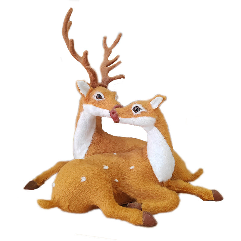 Christmas Sika Deer Ornament Plush Toy Bulk Set for Home Table Decoration
