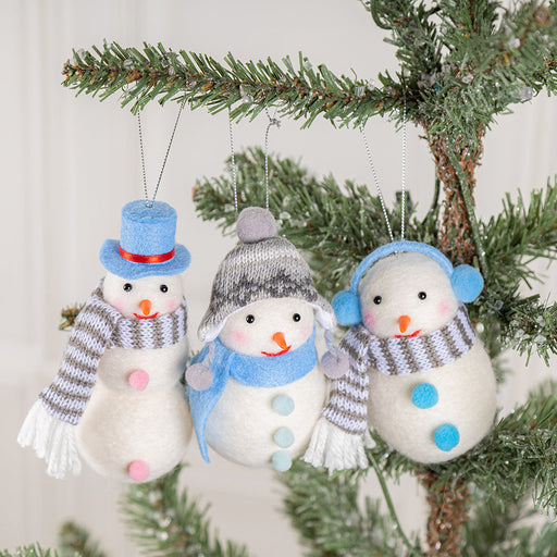 10 Pcs Christmas Snowman Doll Ornaments with Scarf and Hat, Holiday Tree Charms Decorations