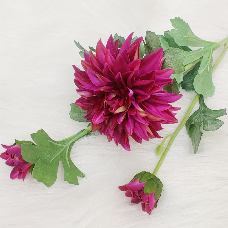 24 Inch Real Touch Dahlia Artificial Silk Flower Stem for Wedding and Home Decor