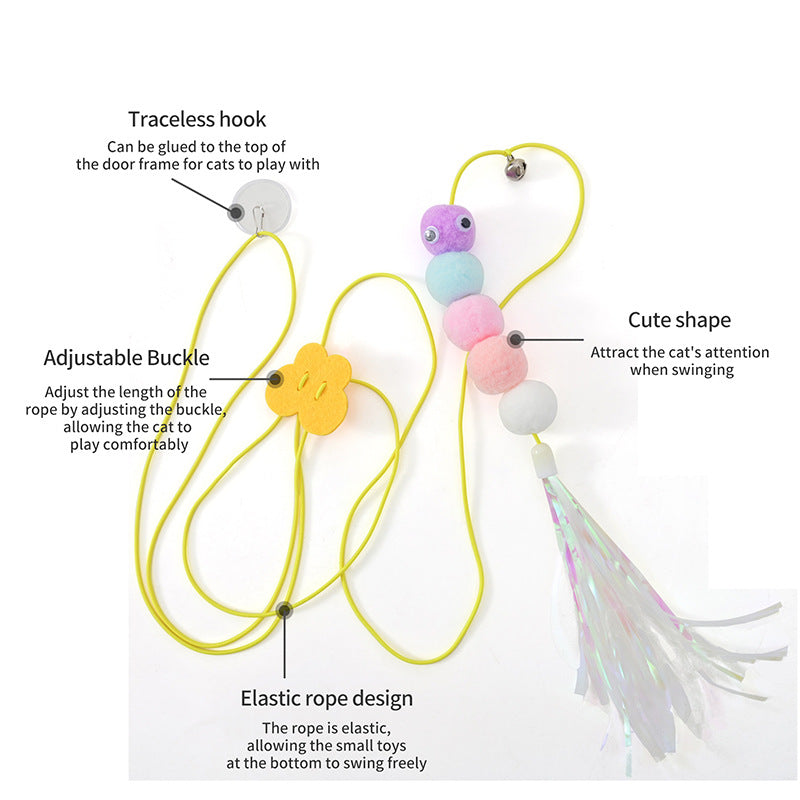 Premium Interactive Cat Feather Toys 2 Pack Retractable Teaser Bells for Indoor Play Mental Stimulation All Cats