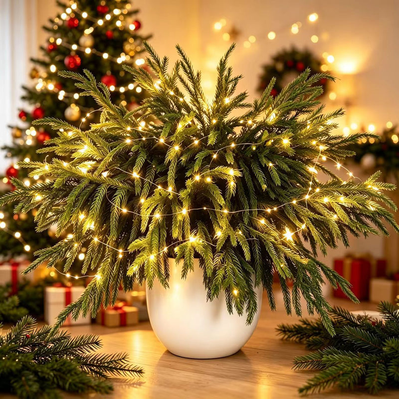 20 Pcs 18 Inch Artificial Norfolk Pine Branches, Realistic Touch Faux Pine Stems for Vase, Fireplace, DIY Garland, Wreath, Table & Indoor Christmas Decor