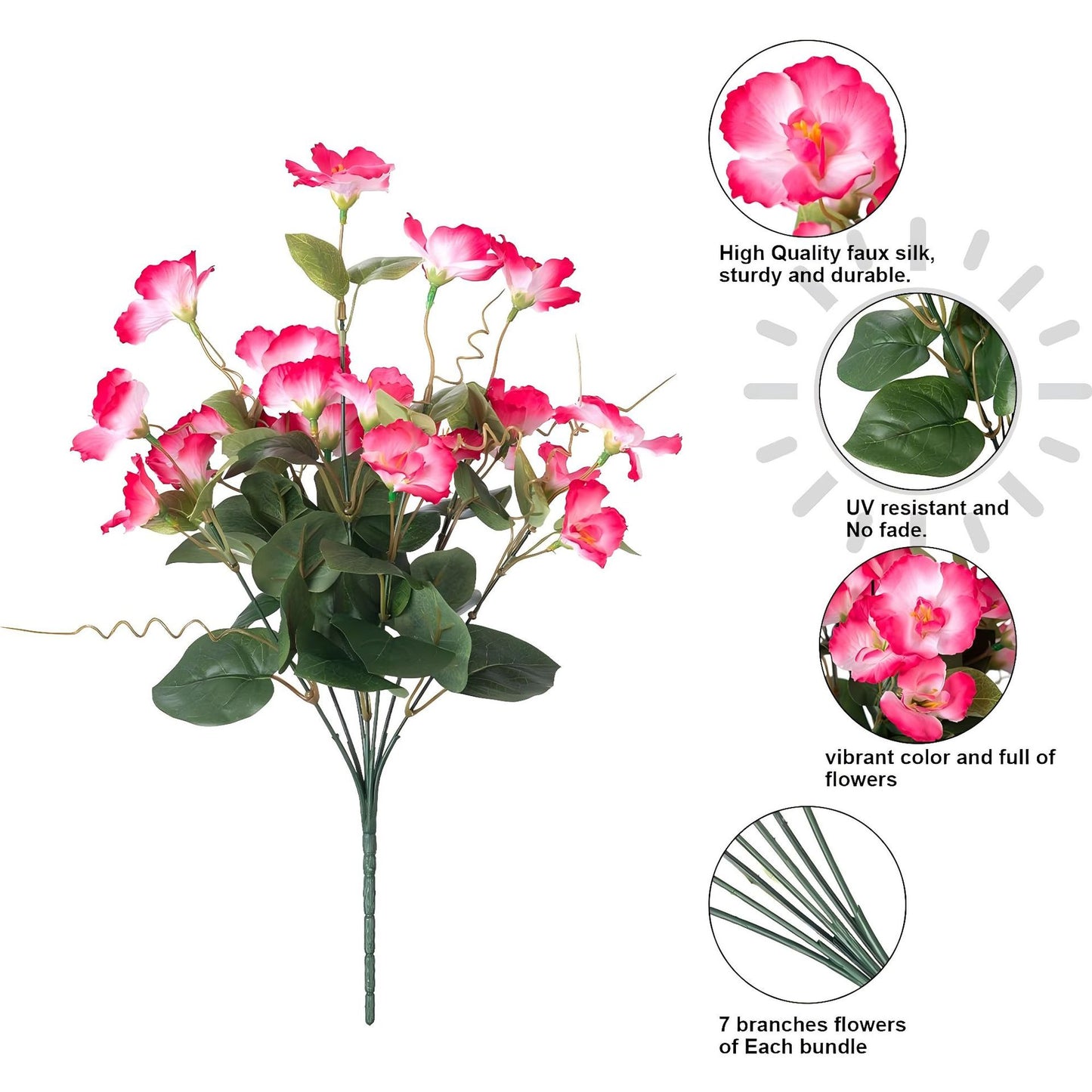 Premium UV-Resistant Artificial Hibiscus Flowers 8 Bundles Faux Silk Plants for Outdoor Garden Porch Patio Vase Decor High-Quality