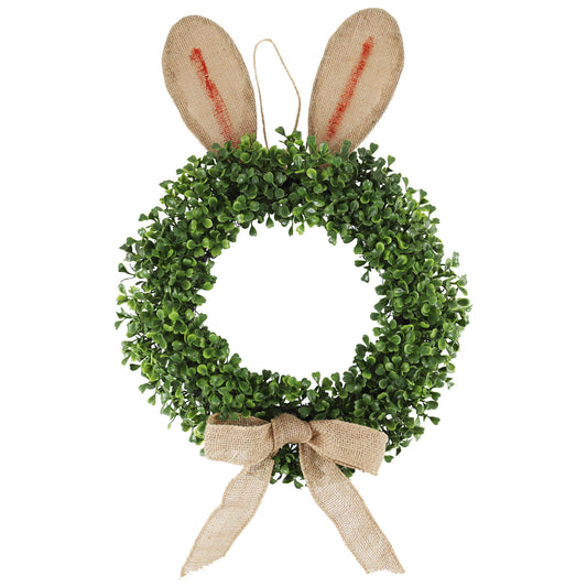 24 " Easter Bunny Wreath - Artificial Greenery Front Door Decor | Spring Summer Home Accent