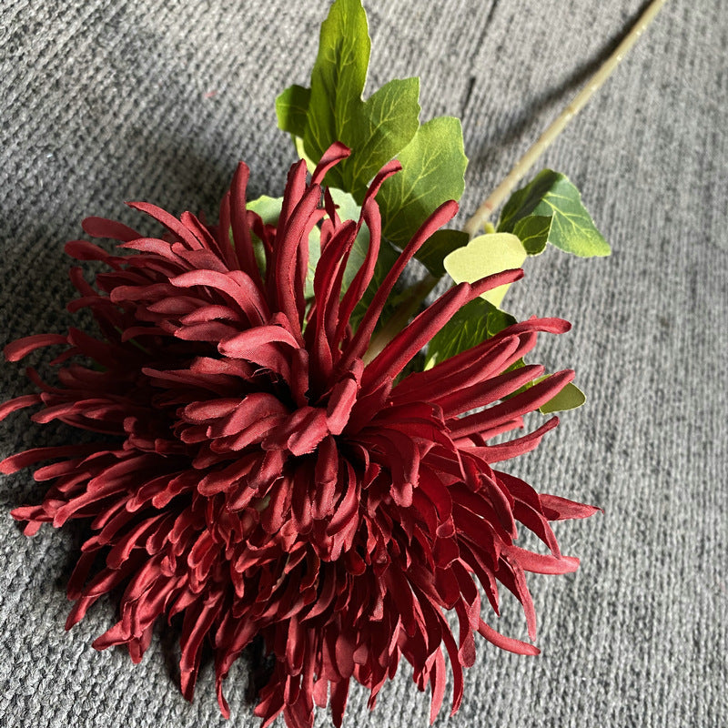 Single Stem Artificial Chrysanthemum, 29" Realistic Silk-Like Fabric Flower for Weddings & Home Decor, Dragon Claw Mum