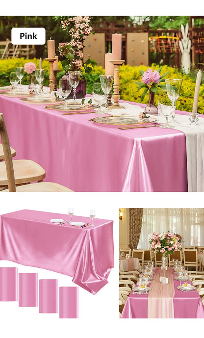 Bulk Satin Tablecloth Table Cover for Rectangular Table Wedding Banquet Events Decor Wholesale