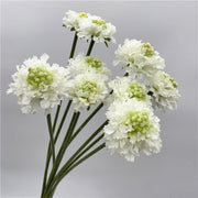 Artificial White Scabiosa Flowers 24 Inch Stems 10 Pcs Bulk Silk Floral Stems