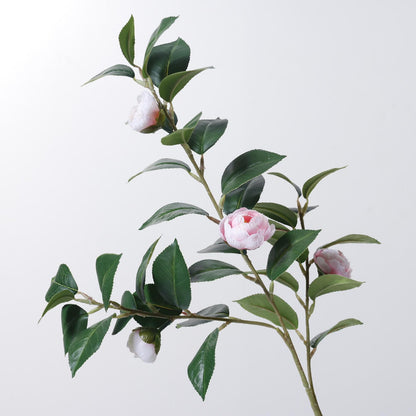 Artificial Camellia Flower Stem - 3-Stem 4-Bloom 25.6" Faux Perfume Camellia Decor for Living Room Home Accents