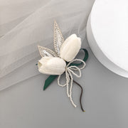 Velvet Tulip Corsage 12 Pcs Bulk Artificial Flowers for Bride Bridesmaid Wedding Party