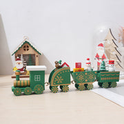 Wooden Train Toy DIY Christmas Ornaments for Kids, Bulk Xmas Table Decor, Wholesale Set