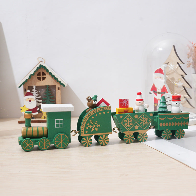 Wooden Train Toy DIY Christmas Ornaments for Kids, Bulk Xmas Table Decor, Wholesale Set