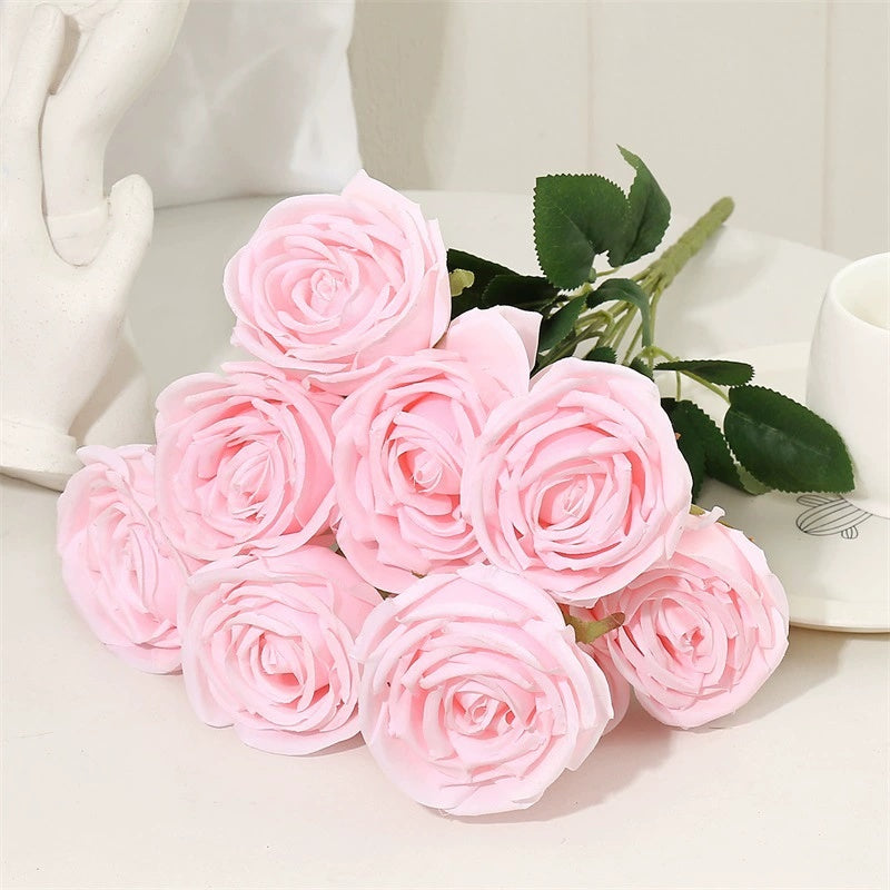 15 Inch Artificial Silk Rose Bush - Bulk Wholesale Faux Flowers, 1 Piece