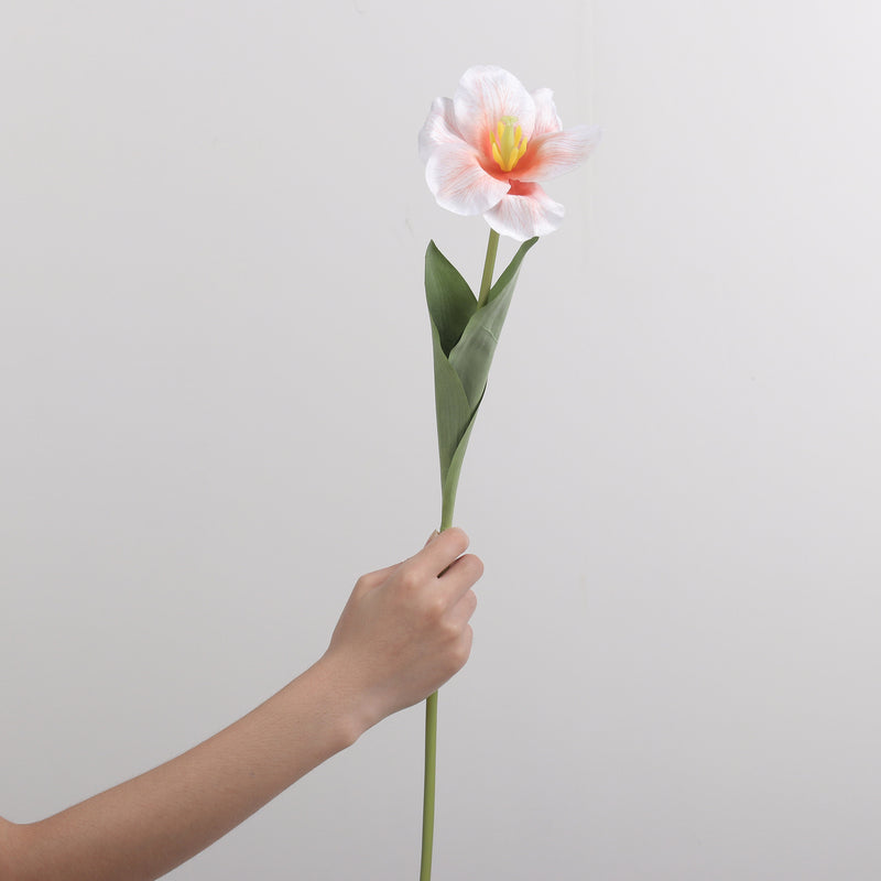 Single Stem PU Tulip, Realistic Artificial Flower, 26" Tall, Perfect for Weddings & Home Decor