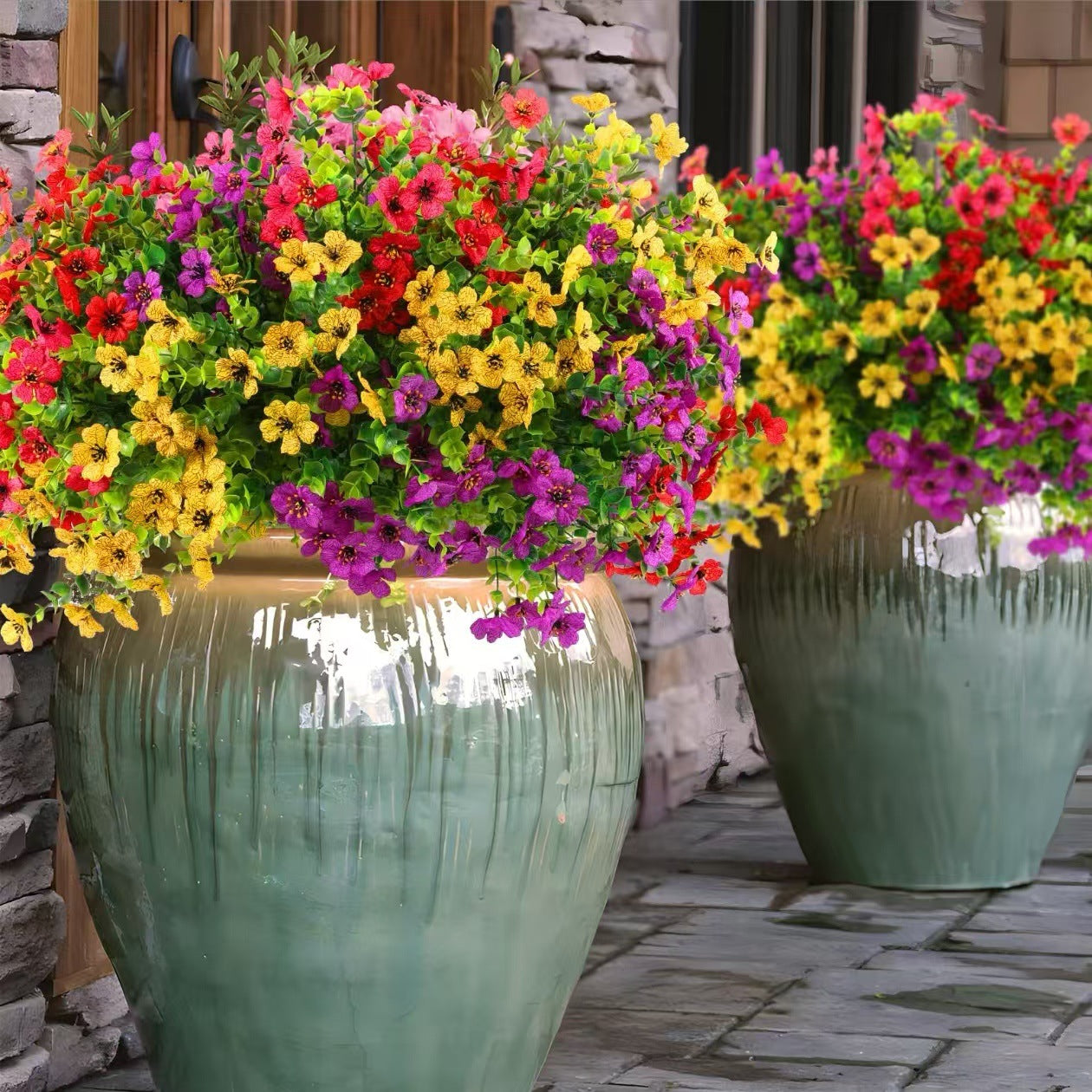 Premium Outdoor Fake Flowers 10 Pack UV Resistant Polyester Eucalyptus Bundles  Eco Friendly Stems for Patio Garden Porch Decor