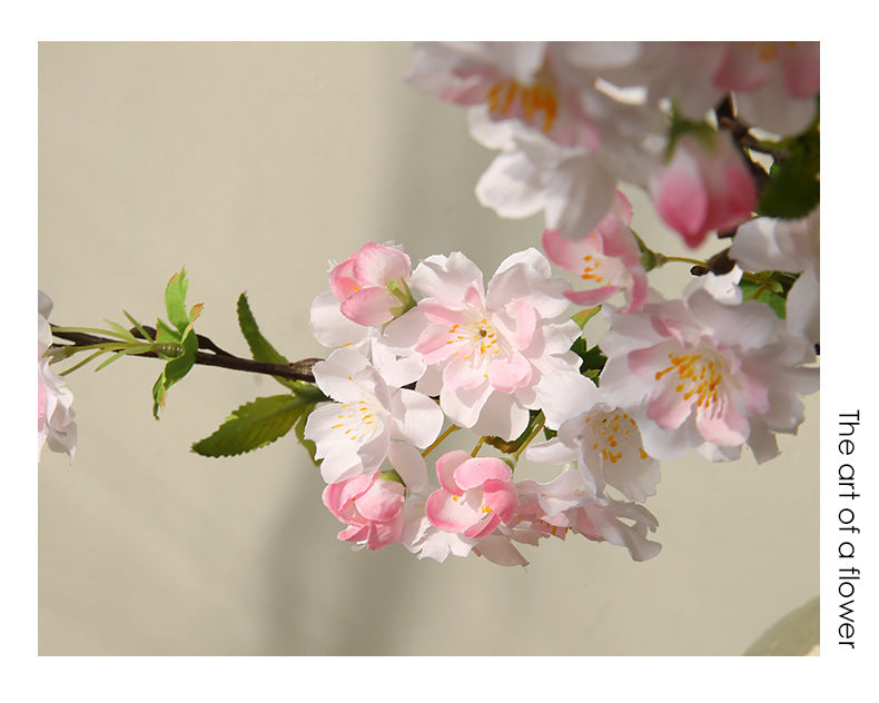 Single Stem Cherry Blossom Artificial Flower, Modern Elegant Silk Floral Decoration for Home, Wedding, and Commercial Spaces, 36"