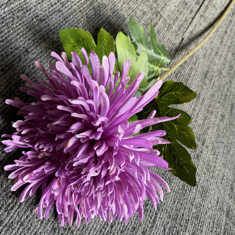 Single Stem Artificial Chrysanthemum, 29" Realistic Silk-Like Fabric Flower for Weddings & Home Decor, Dragon Claw Mum