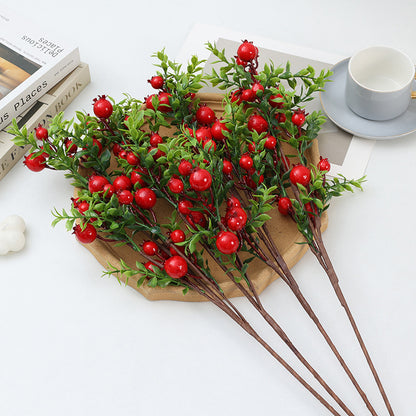 Faux Pomegranate Berries - 2 Pack (24 Heads Each) for Home Decor Christmas & Festive Arrangements