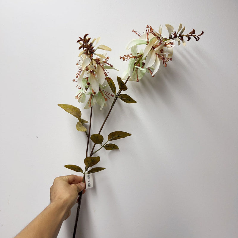 Single Stem Artificial Coral Leaf with Erythrina and Eucalyptus, 32.7" Faux Greenery for Vase Arrangements, Indoor or Outdoor Decor