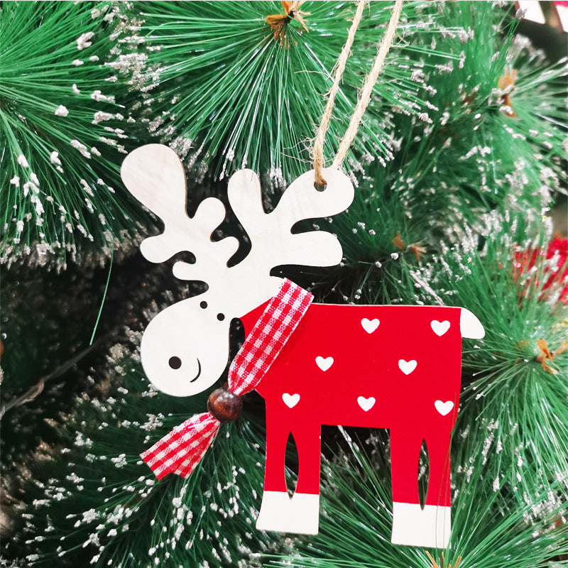 5 Pcs Elk Hanging Ornaments with Rope for Christmas Party Home Decor Bulk Set
