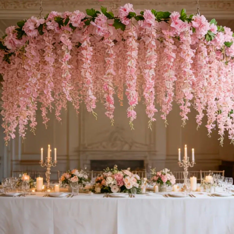 Artificial Wisteria Garland Vine, Silk-Like Fabric, 91" Long, Indoor Decor for Home, Wedding, or Events