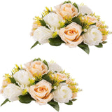 Premium 6-Pack Silk Rose Centerpieces - High-Quality Artificial Crimson Floral Arrangements for Wedding Party Table Decor