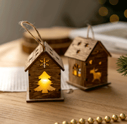 10 Pcs Light Up Wooden Snowmen Elk Snowflakes Pendants Hanging Christmas Tree Ornaments Decor