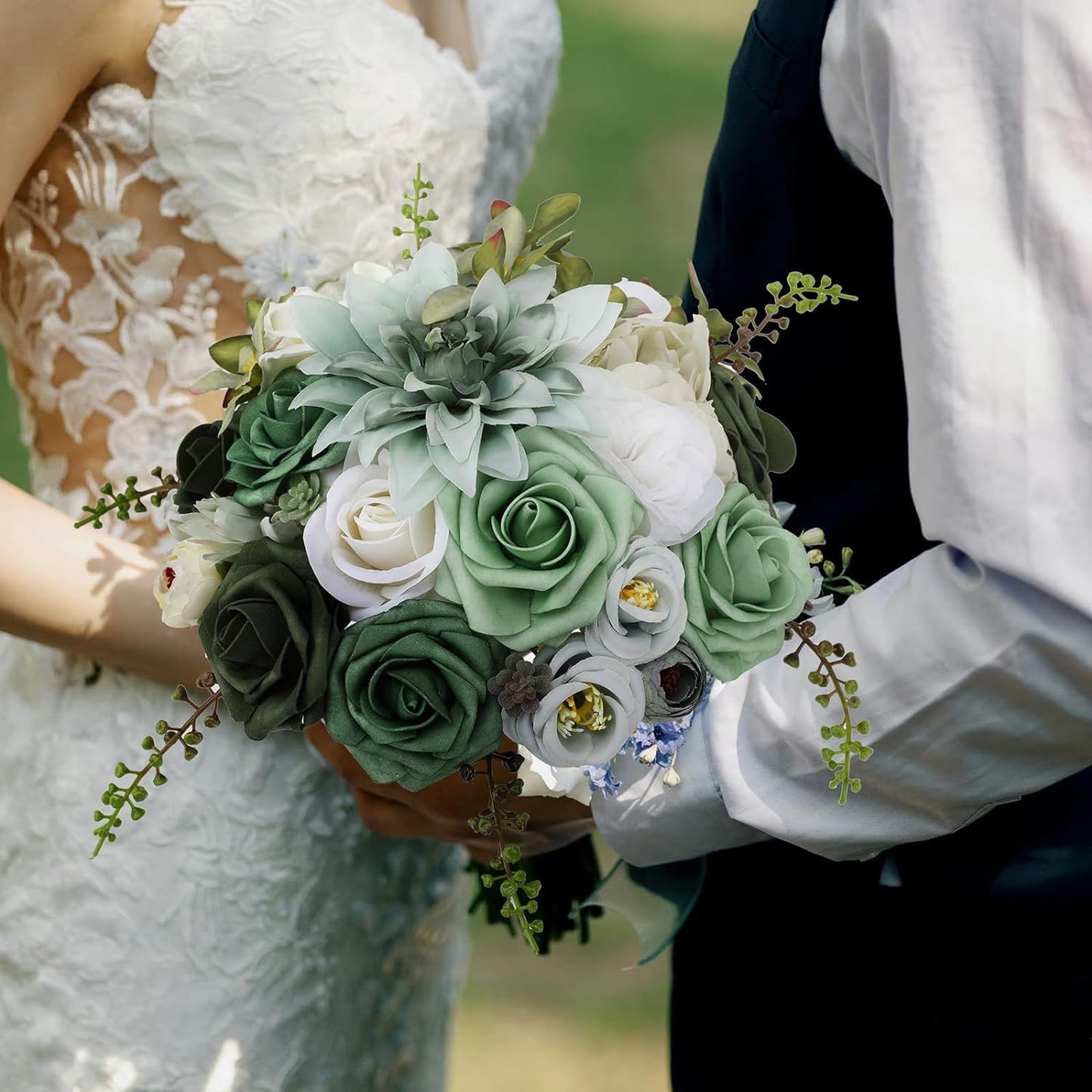 Wedding Backdrop Floral Arrangement Kit Silk Rose Dahlia Combo Adjustable Stems UV Fade Resistant Event Decor