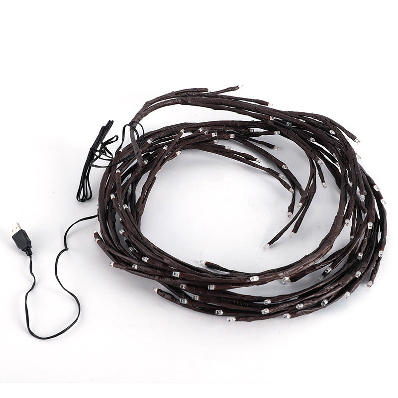 Wedding Decor Warm White LED Vine Branch String Lights - 7.6ft 144-Light US Plug (8 Modes & Remote Control)