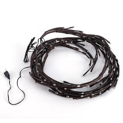 Wedding Decor Warm White LED Vine Branch String Lights - 7.6ft 144-Light US Plug (8 Modes & Remote Control)