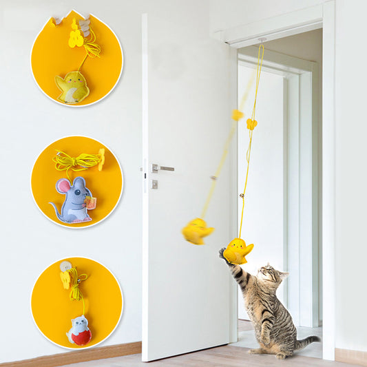 Premium Interactive Cat Feather Toys 2 Pack Retractable Teaser Bells for Indoor Play Mental Stimulation All Cats
