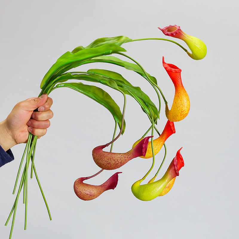 Artificial Trailing Pitcher Plant Vine, 30" Long, Realistic Plastic Green, Orange, or Purple, for Home Decor, Weddings, and Events