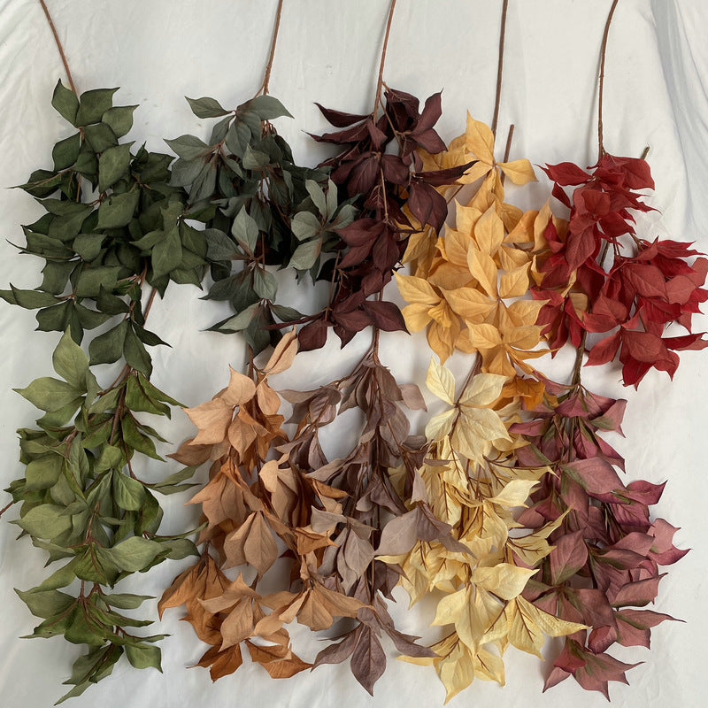 Single Stem Faux Hazel Leaf, 100cm Long, Velvet Fabric, Perfect for Weddings, Home Decor, and Commercial Displays