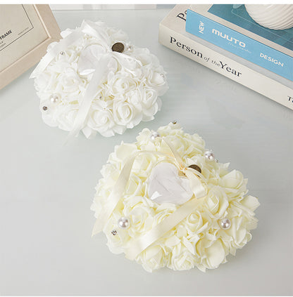 Bulk Double Sided Wedding Ring Pillow with Rose Shockproof Design for Destination Weddings & Vow Renewals Bridal Keepsake Organizer Box Wholesale