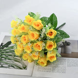 Bridal Wedding Bouquet: 18-Head Artificial Rose Bouquet with Tulle (Wedding Decor & Home Table Accent)