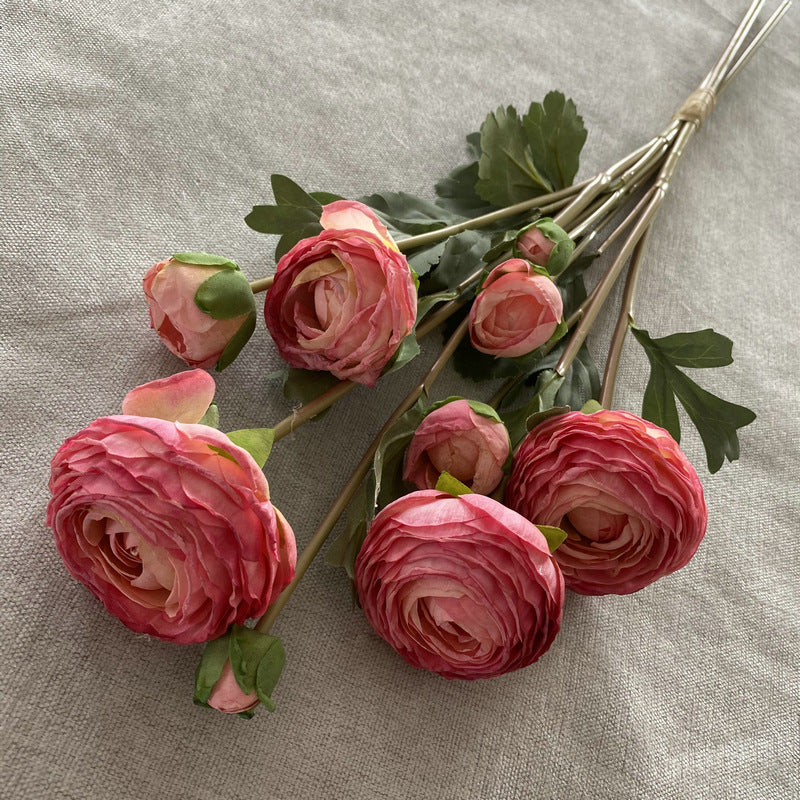Hand-Tied Bouquet of 9 Multi-Layered Lotus Flowers, Faux Silk Floral Arrangement for Weddings, Home Decor, and Events