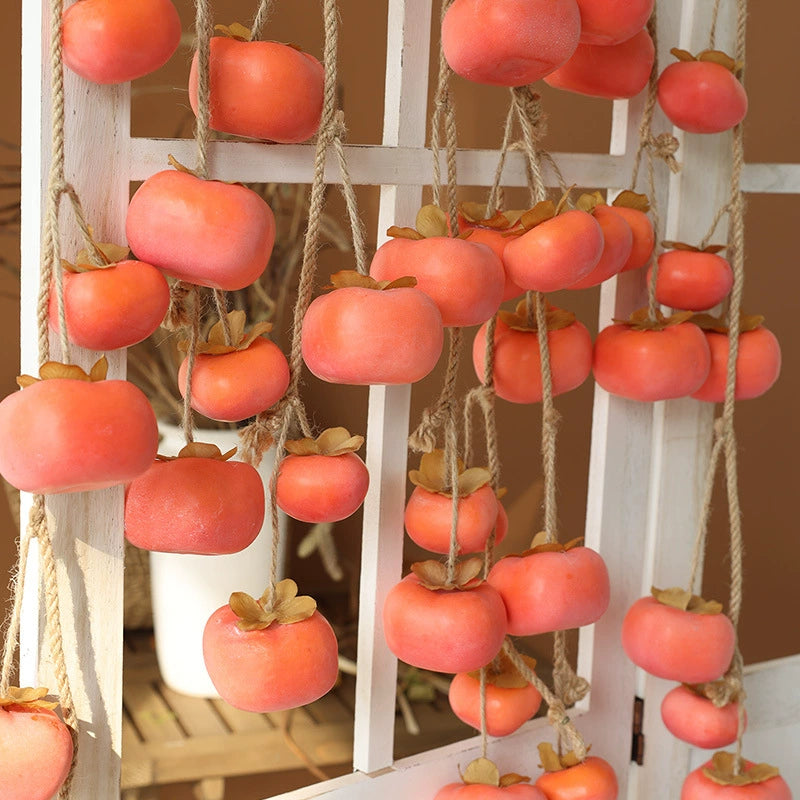 Bulk 2 Pcs Persimmon Garlands Real Touch Fade Resistance for Indoor Outdoor Home Decor Thanksgiving Photo Studio Backdrops Wholesale