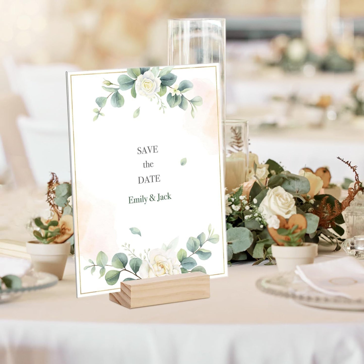 Bulk 10PCS Wood Card Holders 2025 Natural Wood Table Number Stands Non Slip Base for Wedding Reception Anniversary Party Decor Wholesale