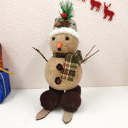 10 Pcs Christmas Snowman Dolls with Sleigh, Scarf, Hat - Felt Ornaments Set
