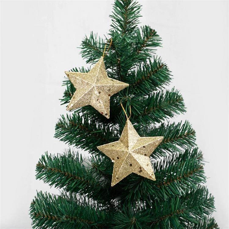 6 Pcs Five-Pointed Star Christmas Ornaments Hanging Decorations for Xmas Trees Bulk Set