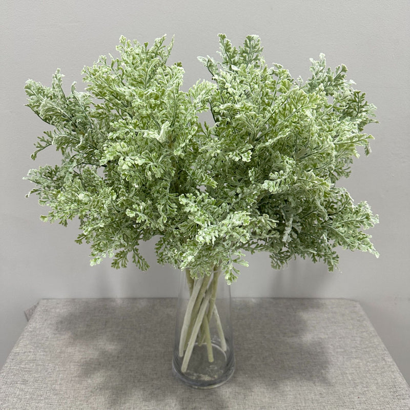 Artificial Dusty Miller Bush, Silver Leaf Foliage, 24" Tall, Perfect for Weddings, Home Decor, and Events