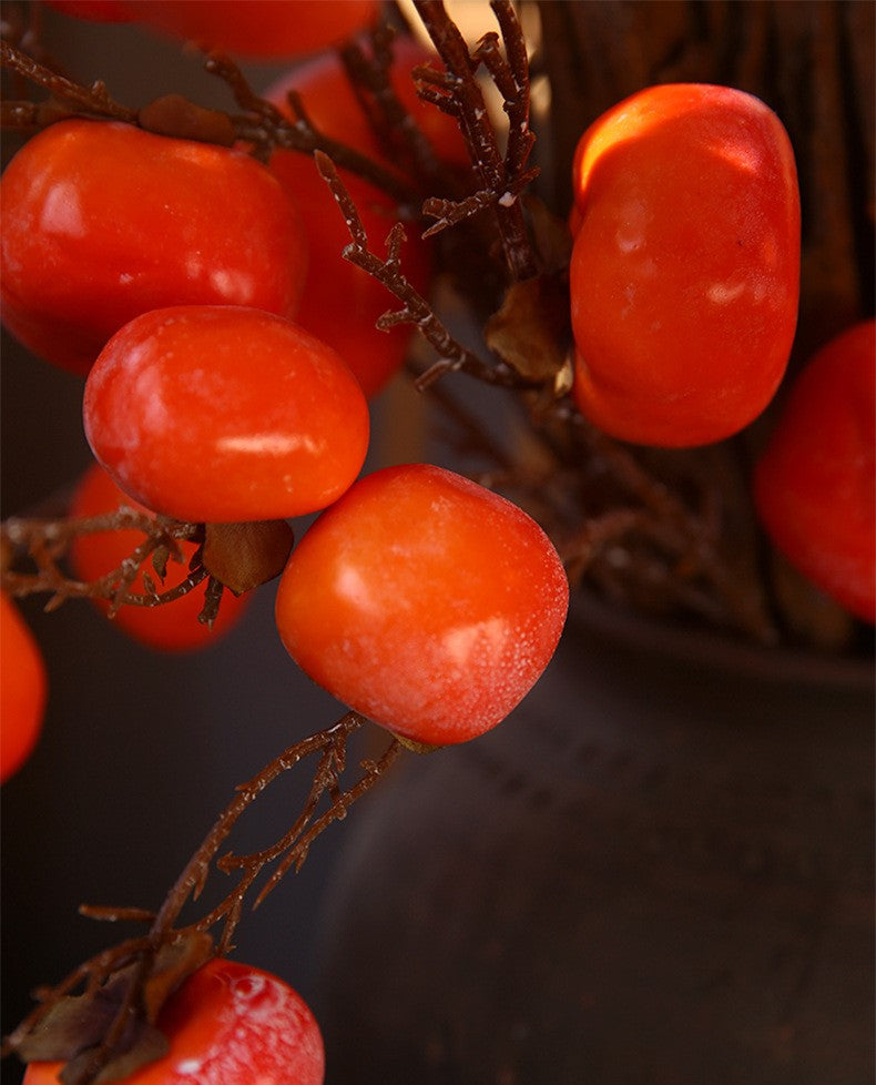 37 Inch Extra Long Artificial Persimmon Stems Branches Bulk Quantity
